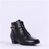 Regarde Le Ciel Low Heel Laced Buckle - Black Leather